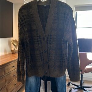 Plaid Button-Up Rails Cardigan Sweater